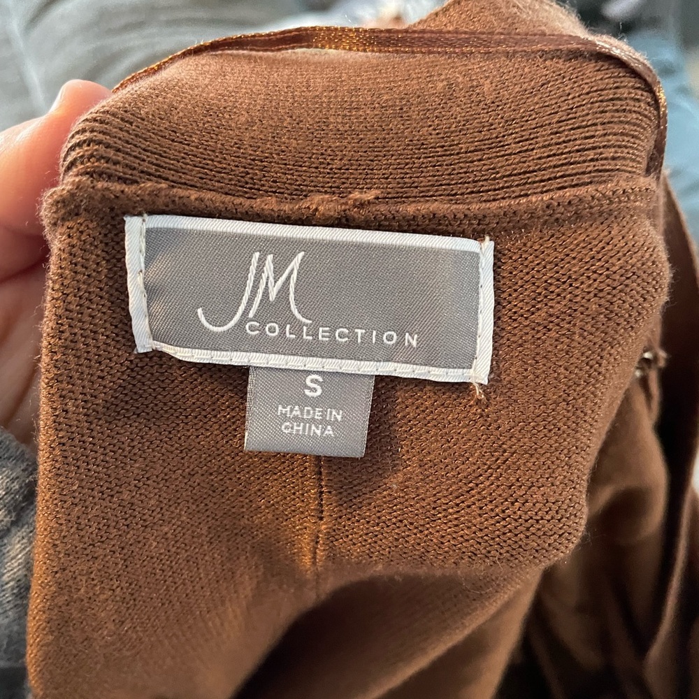 JM Collection Chocolate Brown Knit Cardigan - Picture 6 of 6